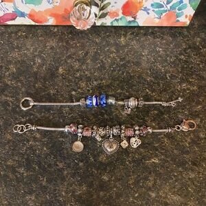 Landau Heart & Pink Crystal Charm Bracelet and Bella Perino charm bracelet